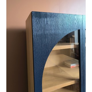 Vitrine vaisselier d'occasion 2 portes vitrées 4 tiroirs bois bleu JOSEPHINE - HELLIN