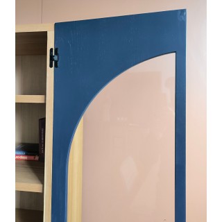 Vitrine vaisselier d'occasion 2 portes vitrées 4 tiroirs bois bleu JOSEPHINE - HELLIN