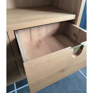 Vitrine vaisselier d'occasion 2 portes vitrées 4 tiroirs bois bleu JOSEPHINE - HELLIN