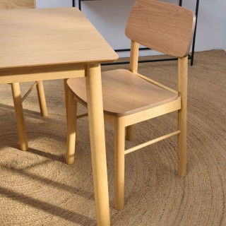 Table à manger rectangulaire en chêne + 4 chaises – IZIA | HELLIN