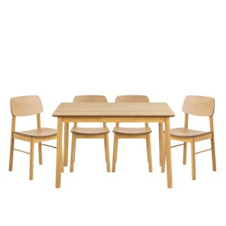 Table à manger rectangulaire en chêne + 4 chaises – IZIA | HELLIN