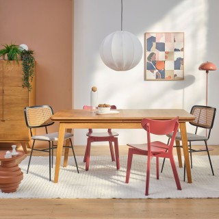 Lot De 2 Chaises De Salle à Manger Vintage - Dossier En Rotin Et Structure Noire - Style Rétro Moderne Pour Cuisine Et Salon