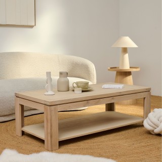 Table basse rectangle Boston en bois finition chêne blanchi - HELLIN