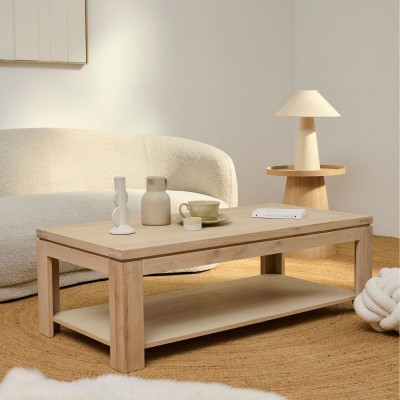 Table basse rectangle Boston en bois finition chêne blanchi - HELLIN