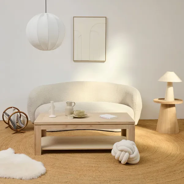 Canapé 3 places en tissu bouclette beige L191 ELLA - HELLIN