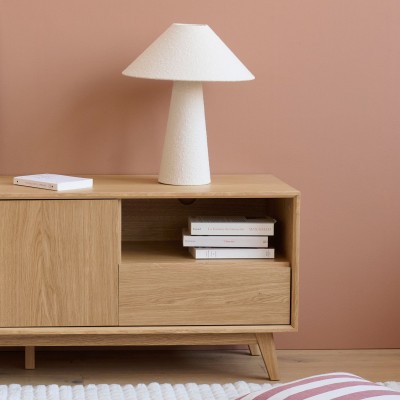 Luminaire à poser structure métal tissu bouclé H46cm COTTONE - HELLIN