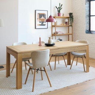 Table moderne avec allonges centrales en chêne clair Boston -HELLIN