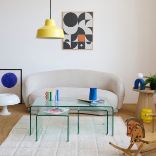 Table basse rectangulaire design en verre L110 (set de 3) IDORA - HELLIN