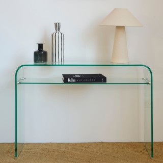 Console d'entrée design en verre à double plateau L110  IDORA - HELLIN