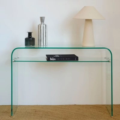 Console d'entrée design en verre à double plateau L110  IDORA - HELLIN