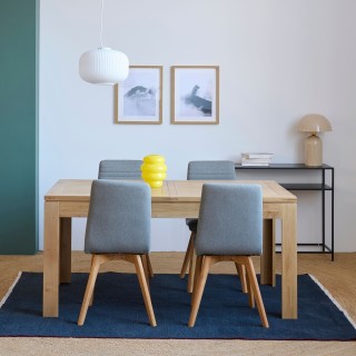 Table rectangulaire en Chêne Boston avec 4 chaises Rosa - Hellin