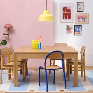 Table extensible carrée en chêne clair / collection Boston