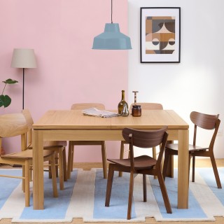 Table extensible carrée en chêne clair / collection Boston