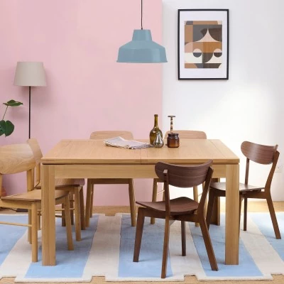 Table extensible carrée en chêne clair / collection Boston