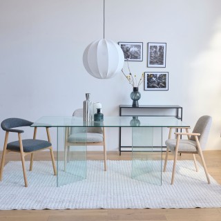 Table de salle à manger design rectangulaire en verre L180 IDORA - HELLIN