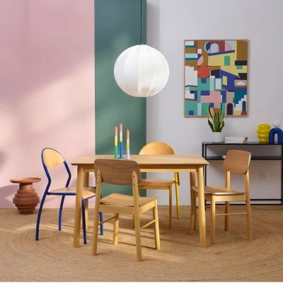 Table de salle à manger en bois naturel 4 places L120 IZIA - HELLIN