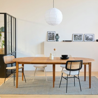 Table ronde extensible chêne moyen D115 + 3 rallonges VICTORIA - HELLIN