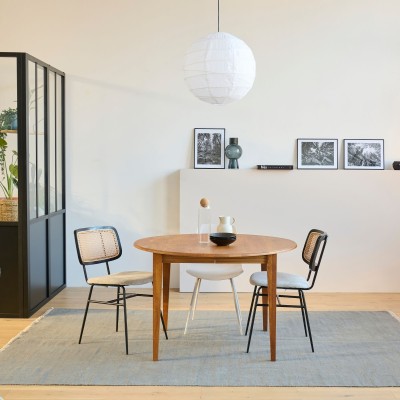 Table ronde extensible en chêne massif : une allonge | Hellin