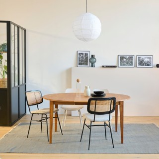 Table ronde extensible en chêne massif : une allonge | Hellin