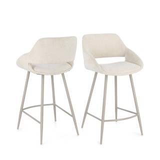 Tabourets de bar avec repose-pieds en tissu (lot de 2) TURIN - HELLIN
