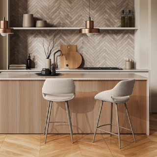 Tabourets de bar avec repose-pieds en tissu (lot de 2) TURIN - HELLIN