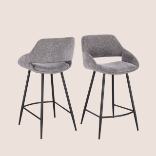 Tabourets de bar avec repose-pieds en tissu (lot de 2) TURIN - HELLIN