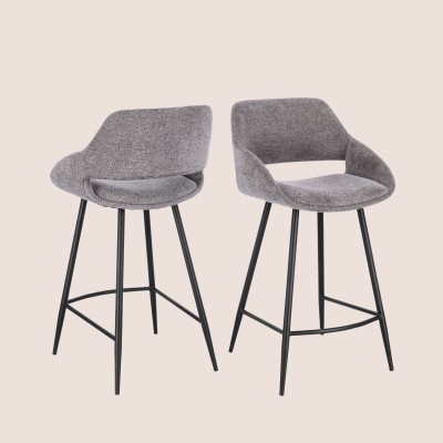 Tabourets de bar avec repose-pieds en tissu (lot de 2) TURIN - HELLIN
