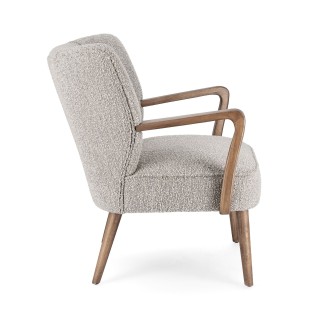 Fauteuil crapaud à accoudoirs en tissu bouclette gris JIM - HELLIN