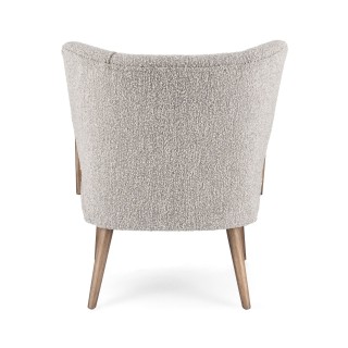 Fauteuil crapaud à accoudoirs en tissu bouclette gris JIM - HELLIN