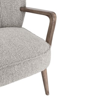 Fauteuil crapaud à accoudoirs en tissu bouclette gris JIM - HELLIN
