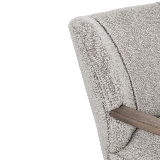Fauteuil crapaud à accoudoirs en tissu bouclette gris JIM - HELLIN