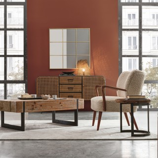 Fauteuil crapaud à accoudoirs en tissu peluche JIM - HELLIN