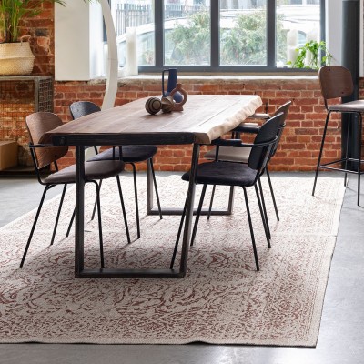 Chaises de salle à manger à accoudoirs bois et tissu (lot de 2) JADE - HELLIN