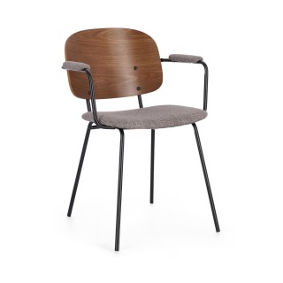 Chaises de salle à manger à accoudoirs bois et tissu (lot de 2) JADE - HELLIN