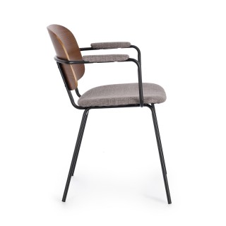 Chaises de salle à manger à accoudoirs bois et tissu (lot de 2) JADE - HELLIN