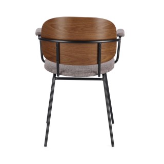 Chaises de salle à manger à accoudoirs bois et tissu (lot de 2) JADE - HELLIN