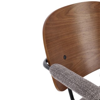 Chaises de salle à manger à accoudoirs bois et tissu (lot de 2) JADE - HELLIN