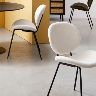 Chaises de salle à manger design en tissu bouclette (lot de 2) KIM - HELLIN