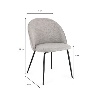 Chaises de salle à manger en métal et tissu (lot de 4) DIANE - HELLIN