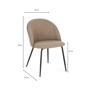 Chaises de salle à manger en métal et tissu (lot de 4) DIANE - HELLIN