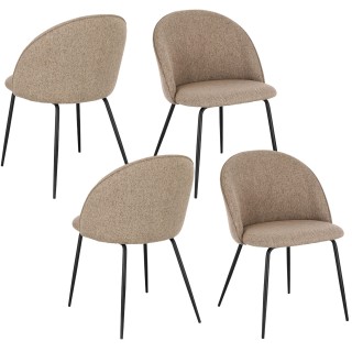 Chaises de salle à manger en métal et tissu (lot de 4) DIANE - HELLIN
