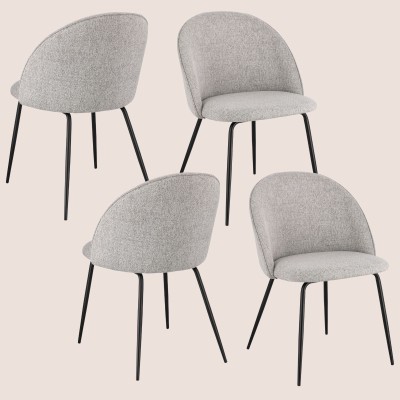 Chaises de salle à manger en métal et tissu (lot de 4) DIANE - HELLIN