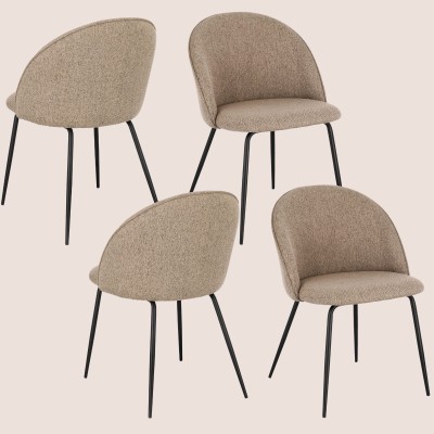 Chaises de salle à manger en métal et tissu (lot de 4) DIANE - HELLIN