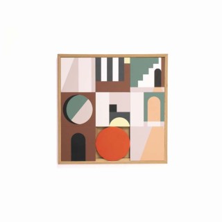Tableau en bois taquin ruelles du souk 48 x 48 - RIAD