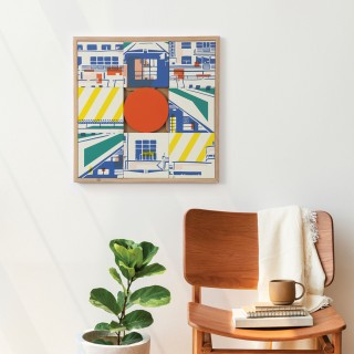 Tableau en bois taquin villa Cavrois 48 x 48 VILLA - HELLIN