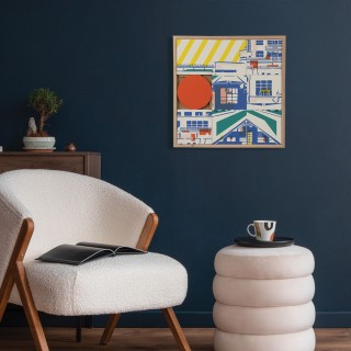 Tableau en bois taquin villa Cavrois 48 x 48 VILLA - HELLIN