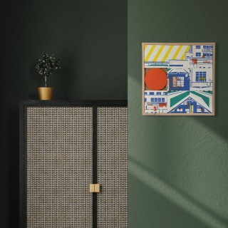 Tableau en bois taquin villa Cavrois 48 x 48 VILLA - HELLIN