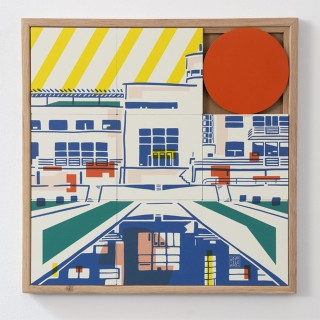 Tableau en bois taquin villa Cavrois 48 x 48 VILLA - HELLIN