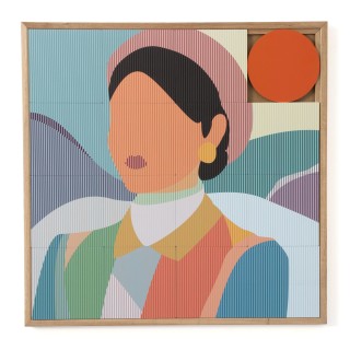 Tableau en bois taquin profil énigmatique 63 x 63 IRENE - HELLIN