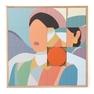 Tableau en bois taquin profil énigmatique 63 x 63 IRENE - HELLIN